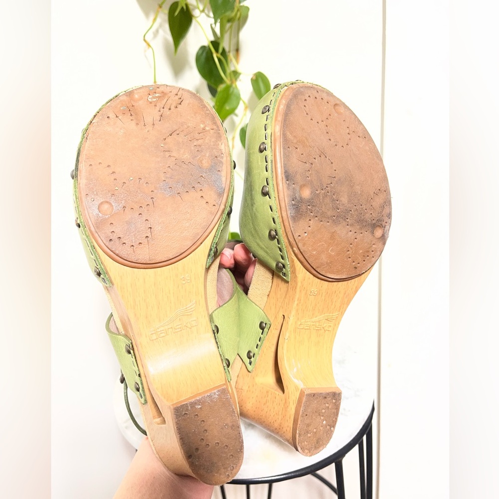 Dansko Green Leather Slingback Clogs - Picture 7 of 9